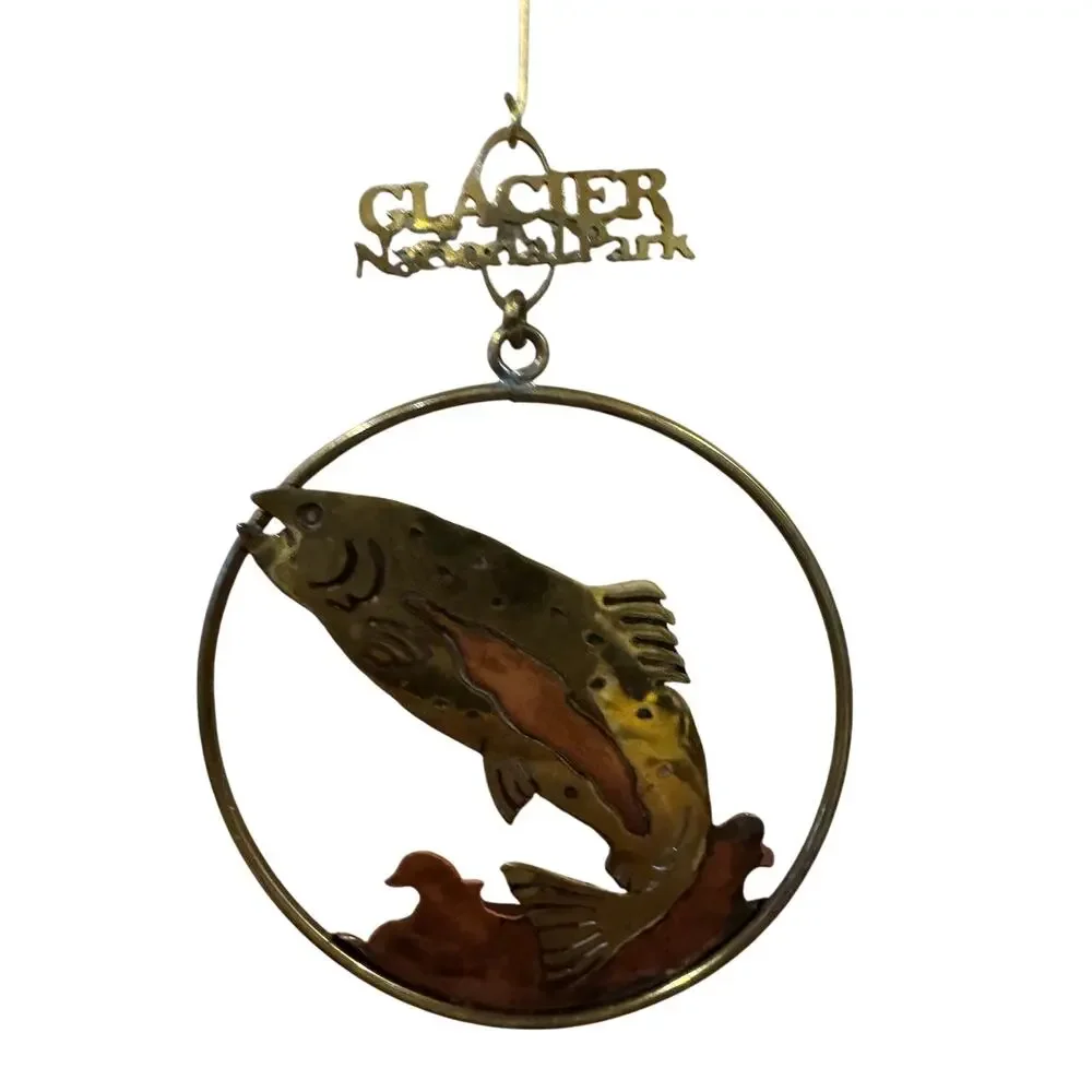 Brass Glacier National Park Christmas Ornament Fish